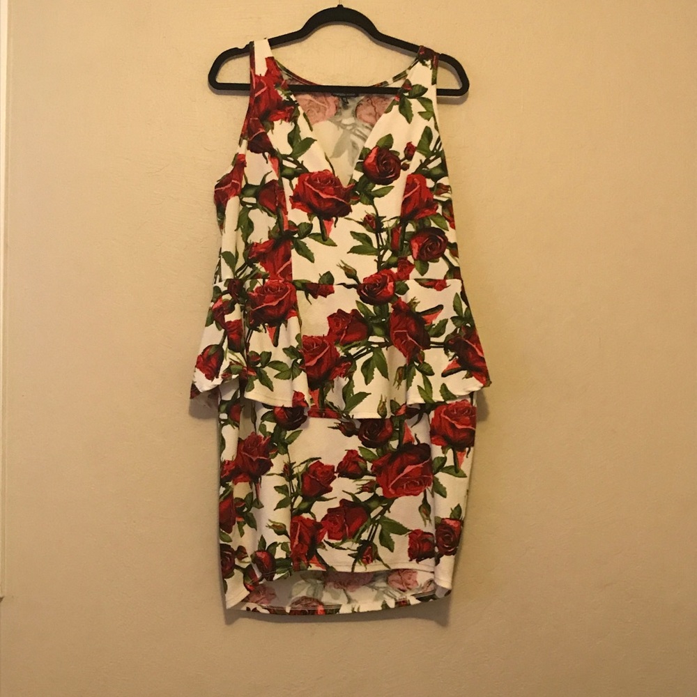 2X Rose Peplum Dress